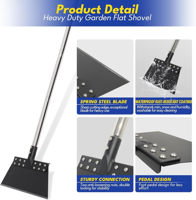 CKLT Ice Scraper for Driveway 65in Garden Flat Shovel Ice Chopper Heavy Duty Multi Weeding Shovel with 11in Spring Steel Blade Floor Scraper for Ice, Snow, Weed，Dirty, Moss, Driveway, Lawn Edging - Image 3